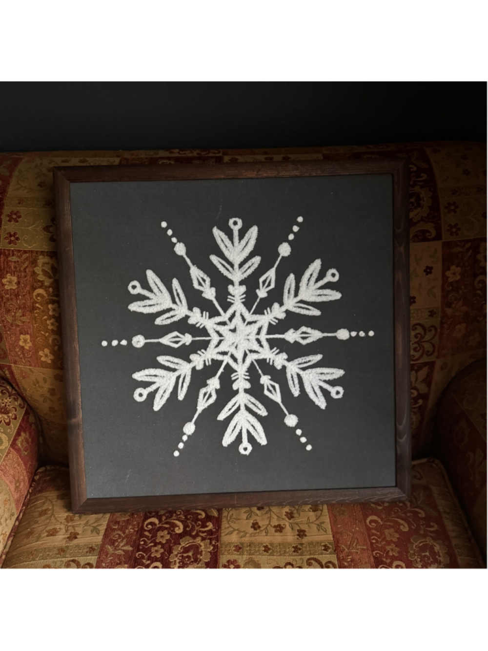 Kirkland’s Embroidered Snowflake Framed Christmas Wall Art 19.4”